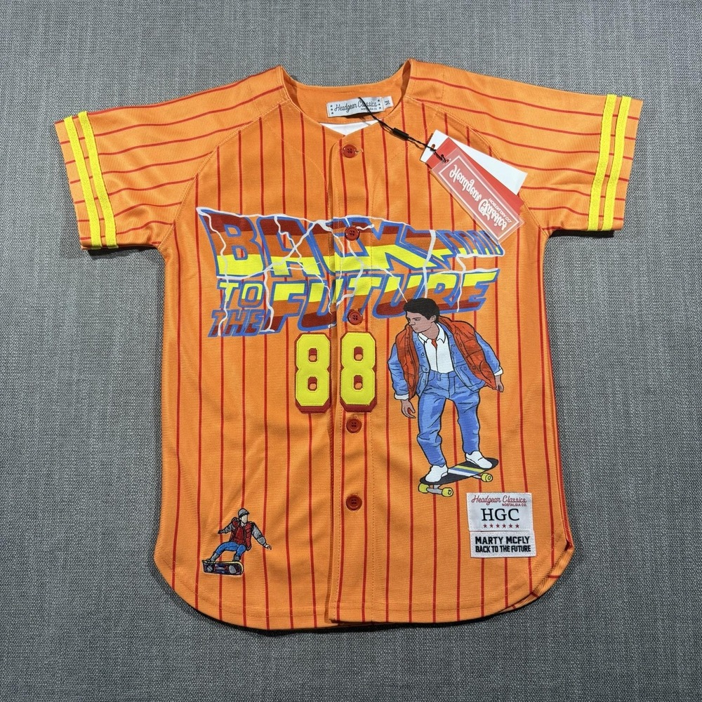 Headgear Classics Baseball Jersey Youth M Orange Marty McFly Back To The Future